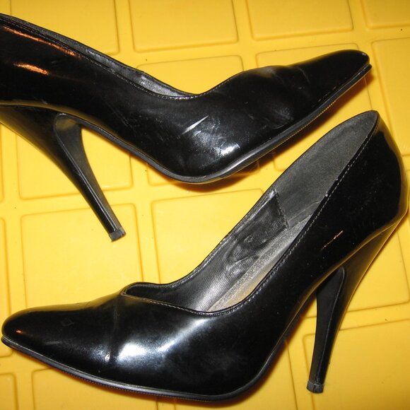 Ellie Faux Patent Leather Stiletto Heel Pumps Black Women's Size 8 - Picture 1 of 5